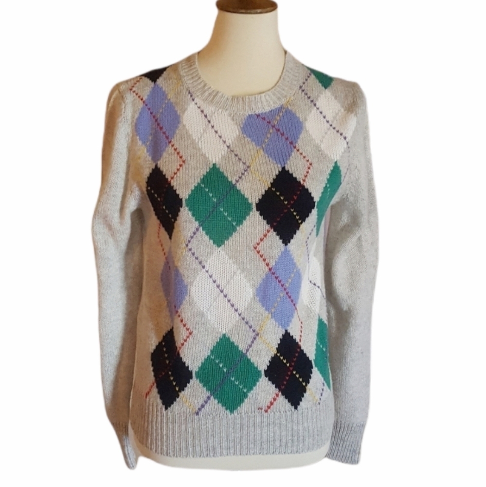Vintage Three‎ Feet Off Argyle Wool Blend Sweater